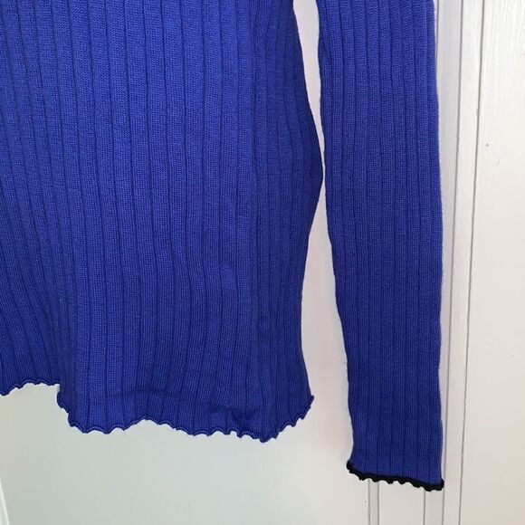 Susan Bristol purply/blue ribbed turtleneck sweater - Picture 3 of 8